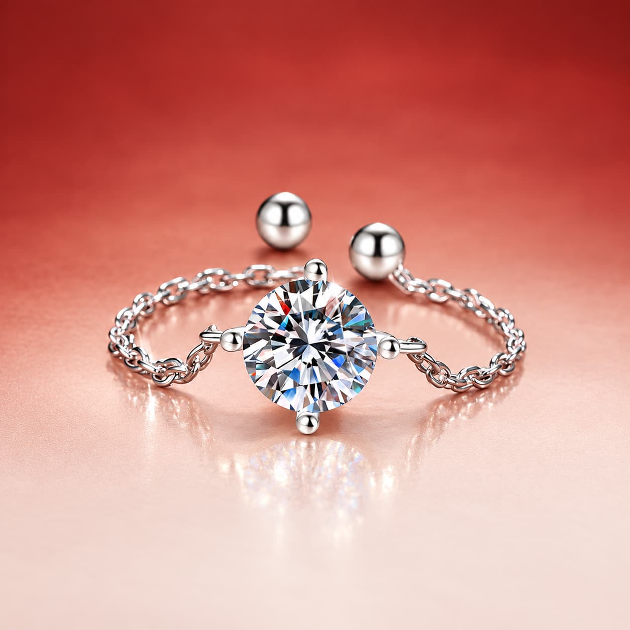 Luna Series · Solitaire Chain Ring — Sterling Silver — image 1