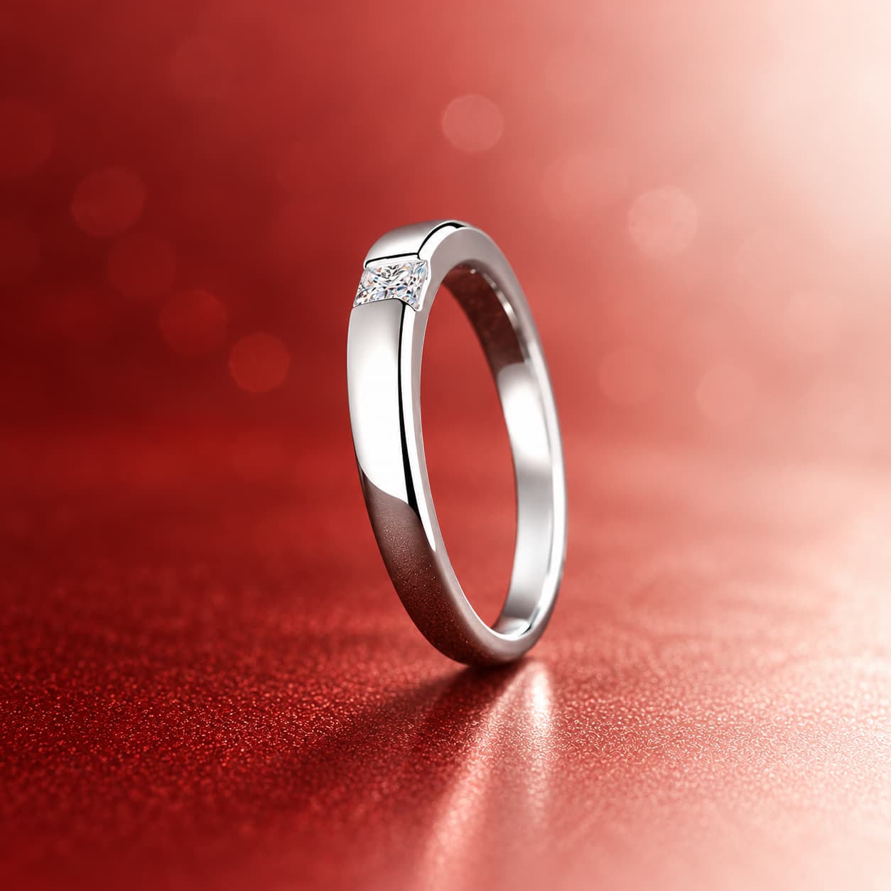Luna Series · Princess-Cut Solitaire Ring — Sterling Silver — image 2