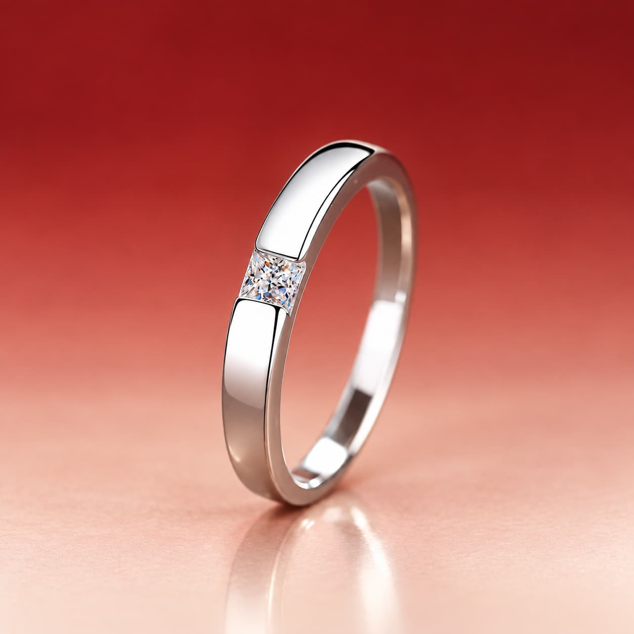 Luna Series · Princess-Cut Solitaire Ring — Sterling Silver — image 1