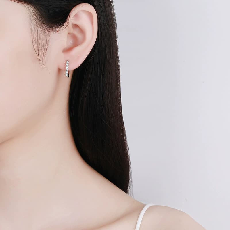 Luna Series · Graduated-Stone Huggie Earrings — Sterling Silver — image 2