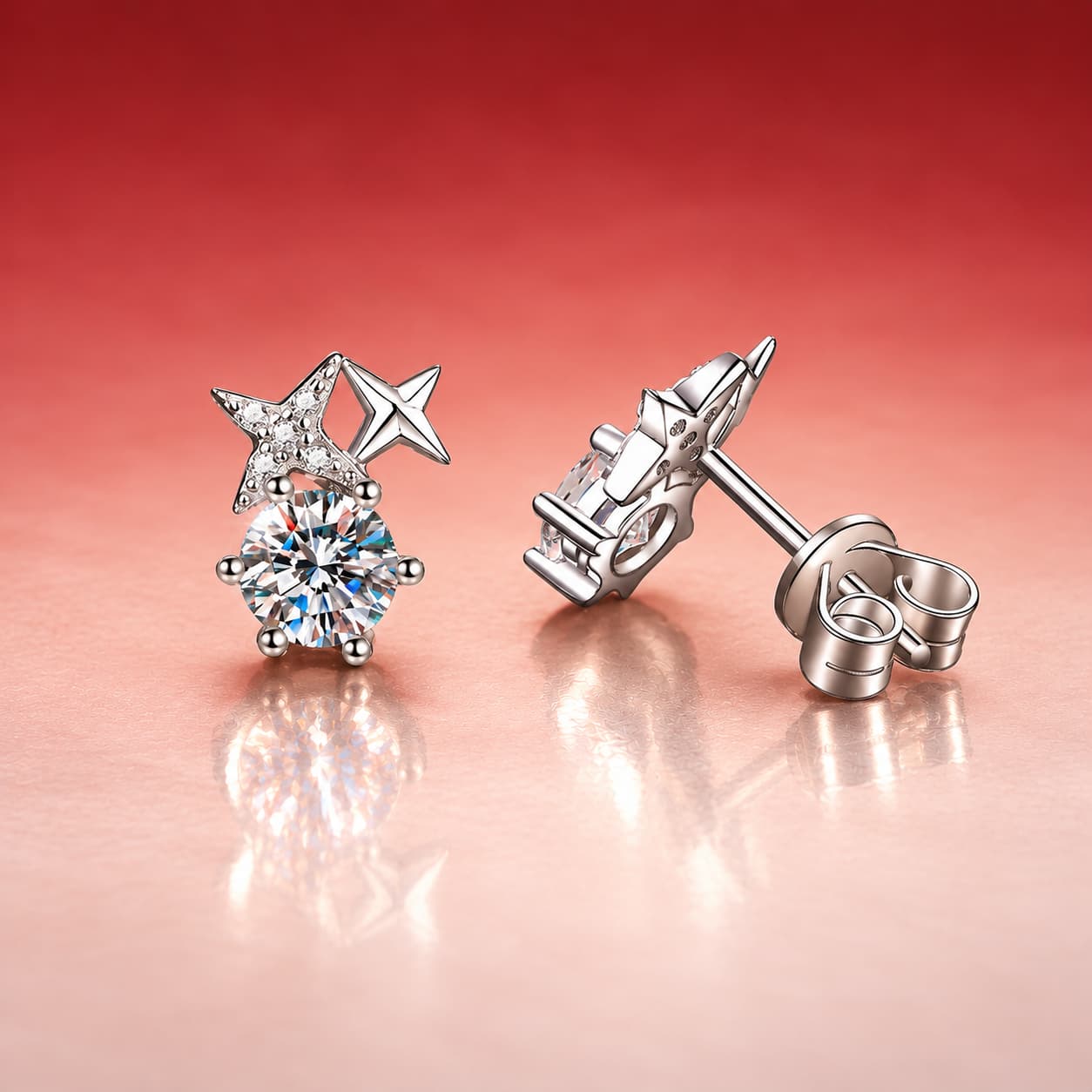 Luna Series · Twin-Star Stud Earrings — Sterling Silver — image 1