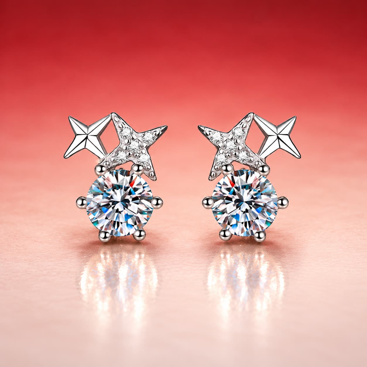 Luna Series · Twin-Star Stud Earrings — Sterling Silver — image 3