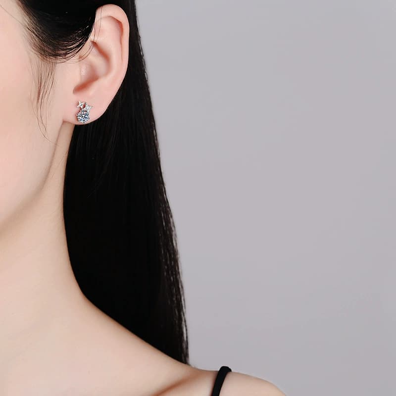 Luna Series · Twin-Star Stud Earrings — Sterling Silver — image 2