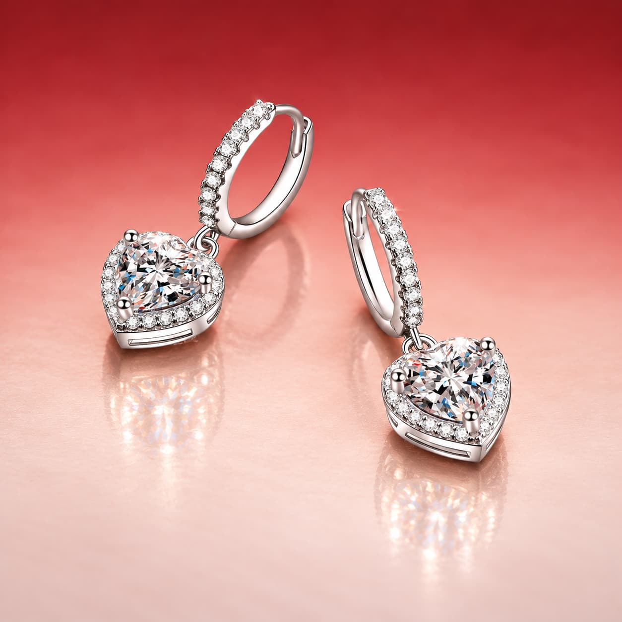 Luna Series · Heart Drop Earrings — Sterling Silver — image 3