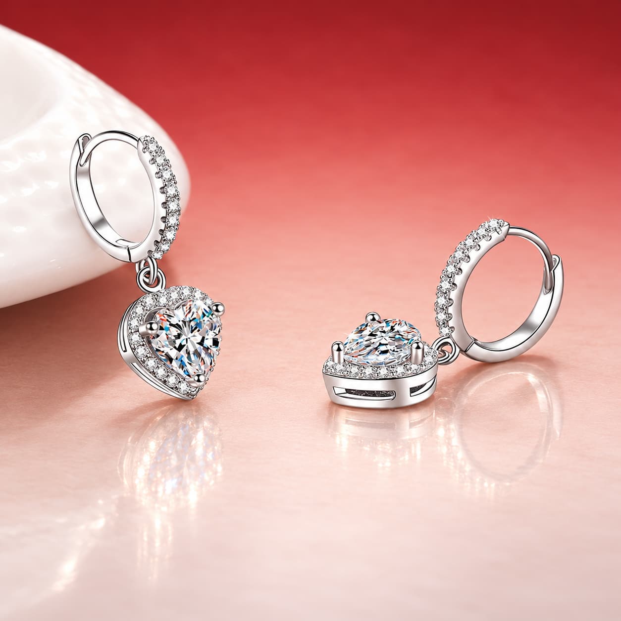 Luna Series · Heart Drop Earrings — Sterling Silver — image 4