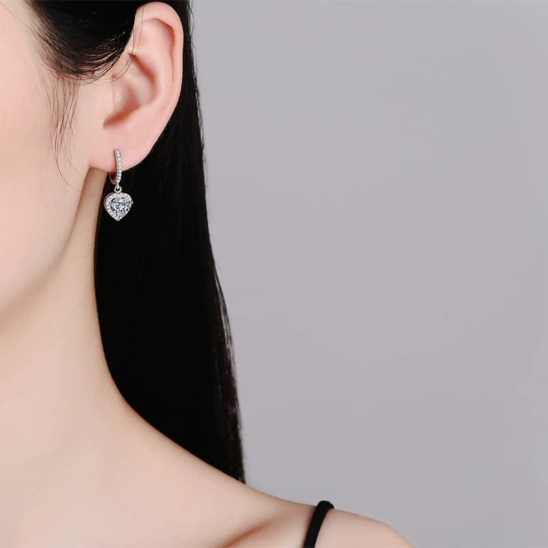 Luna Series · Heart Drop Earrings — Sterling Silver — image 2