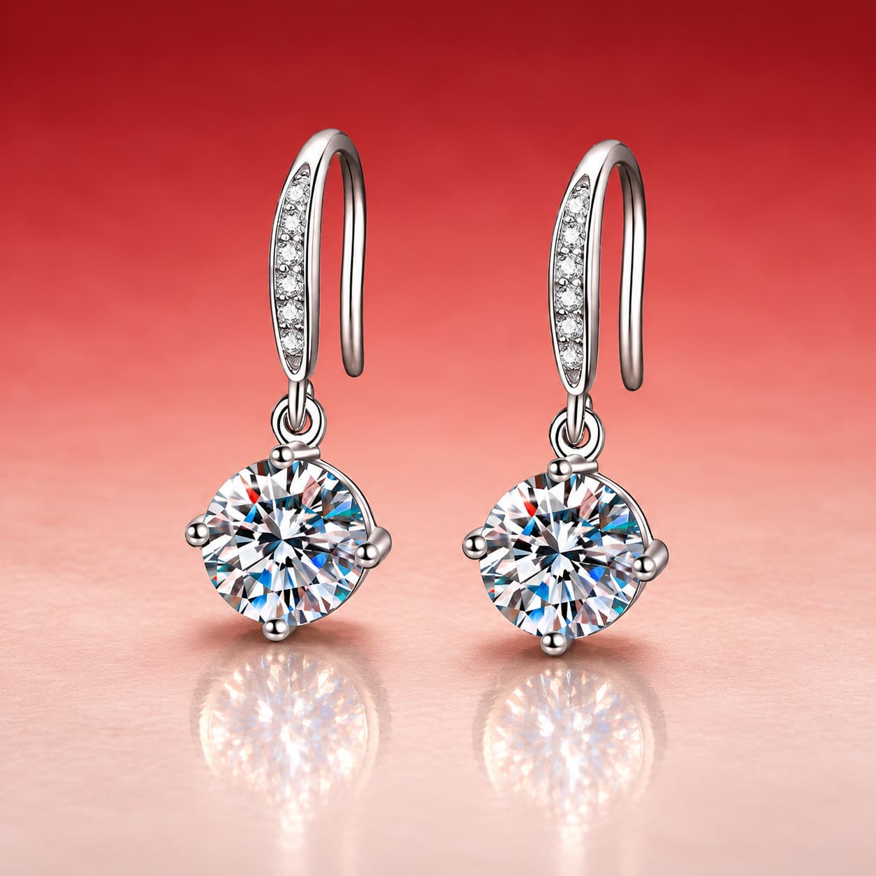 Luna Series · Four-Prong Hook Earrings — Sterling Silver — image 1