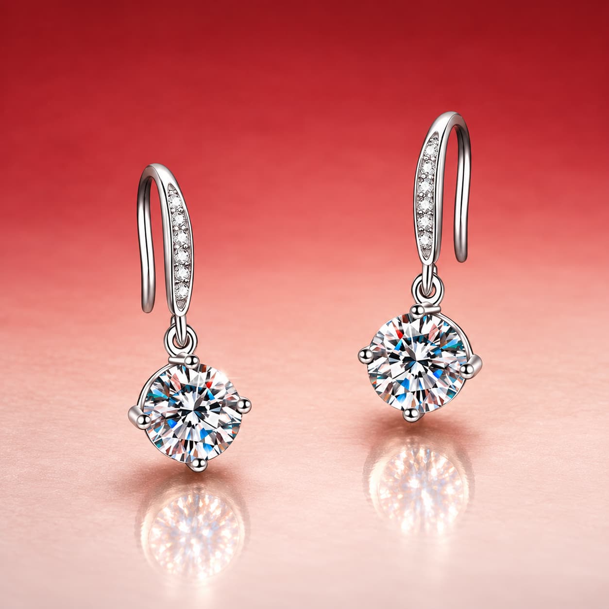 Luna Series · Four-Prong Hook Earrings — Sterling Silver — image 3