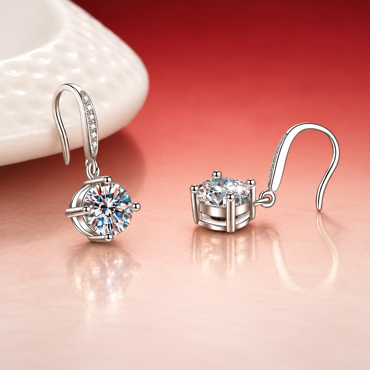 Luna Series · Four-Prong Hook Earrings — Sterling Silver — image 4
