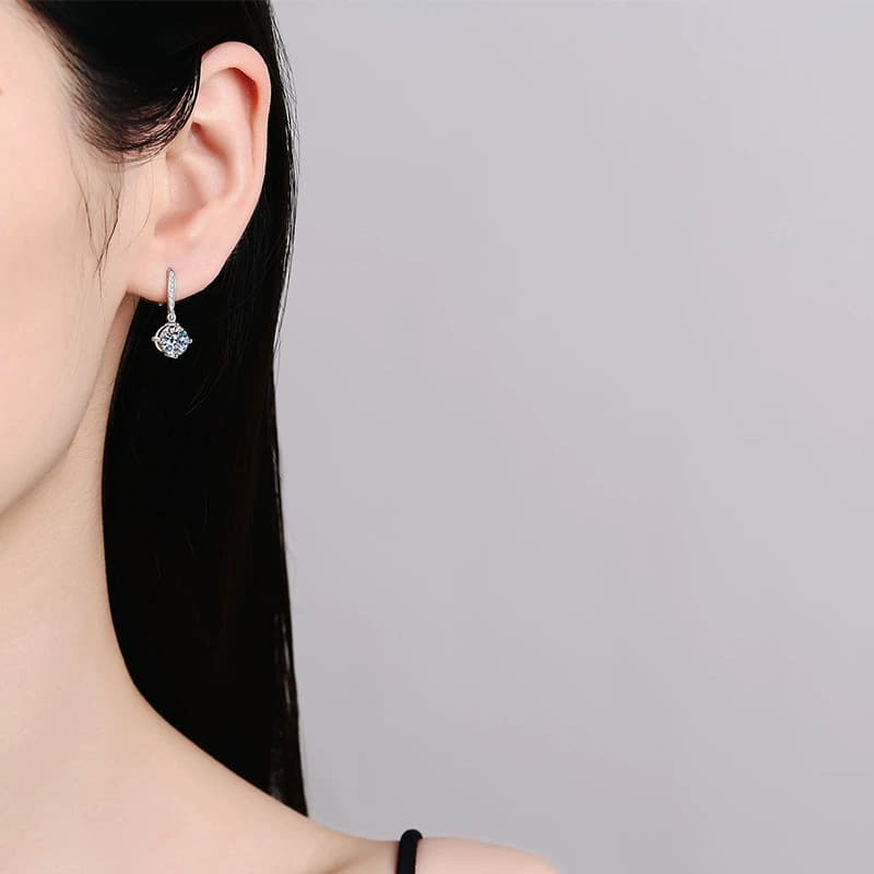 Luna Series · Four-Prong Hook Earrings — Sterling Silver — image 2