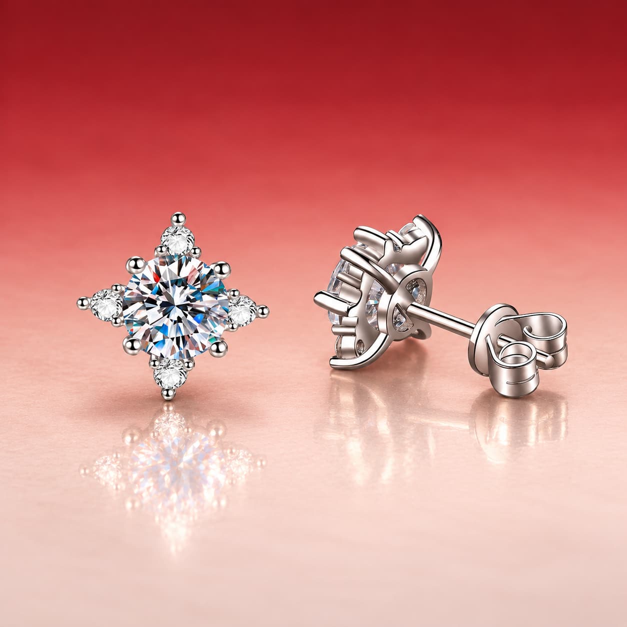 Luna Series · Eight-Point Starburst Stud Earrings — Sterling Silver — image 1