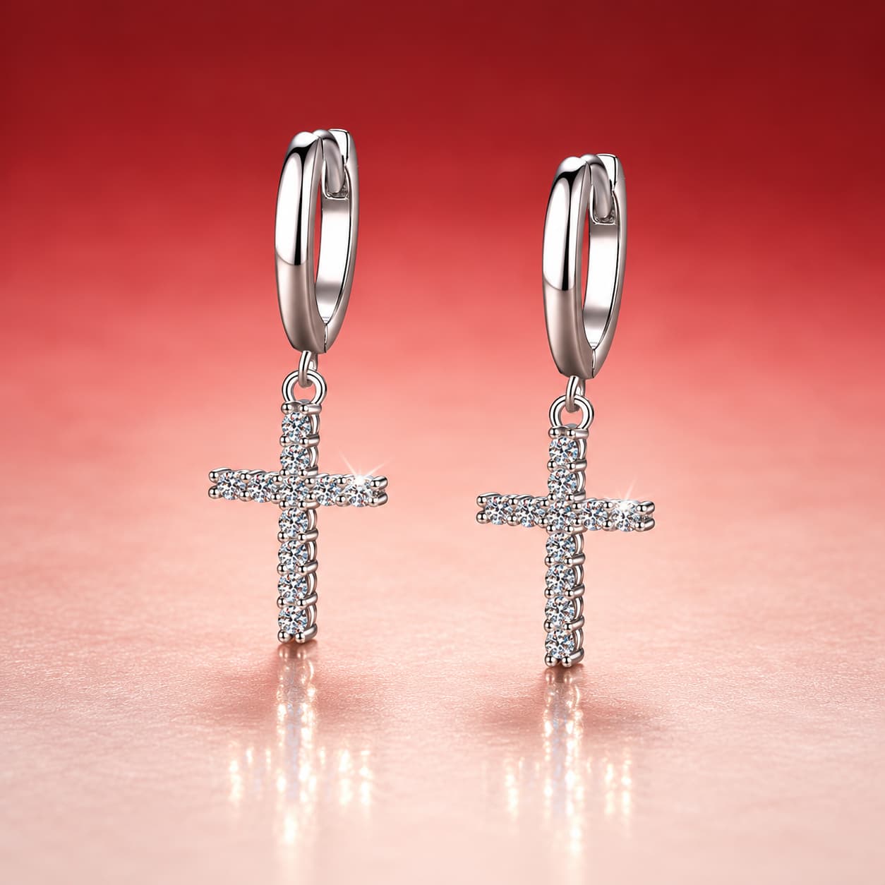 Stella Series · Cross Drop Earrings — Sterling Silver — image 1