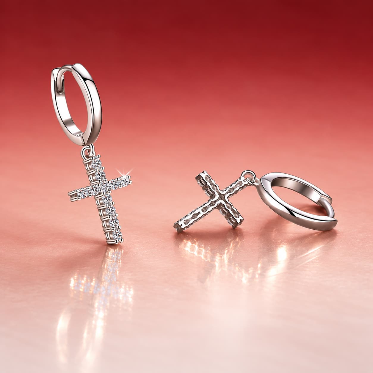 Stella Series · Cross Drop Earrings — Sterling Silver — image 3