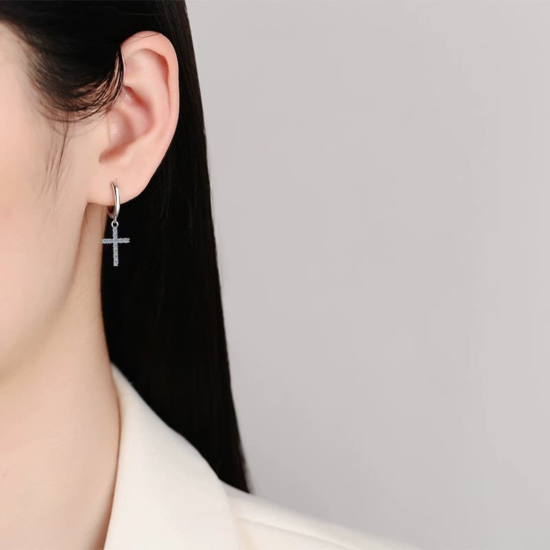 Stella Series · Cross Drop Earrings — Sterling Silver — image 2