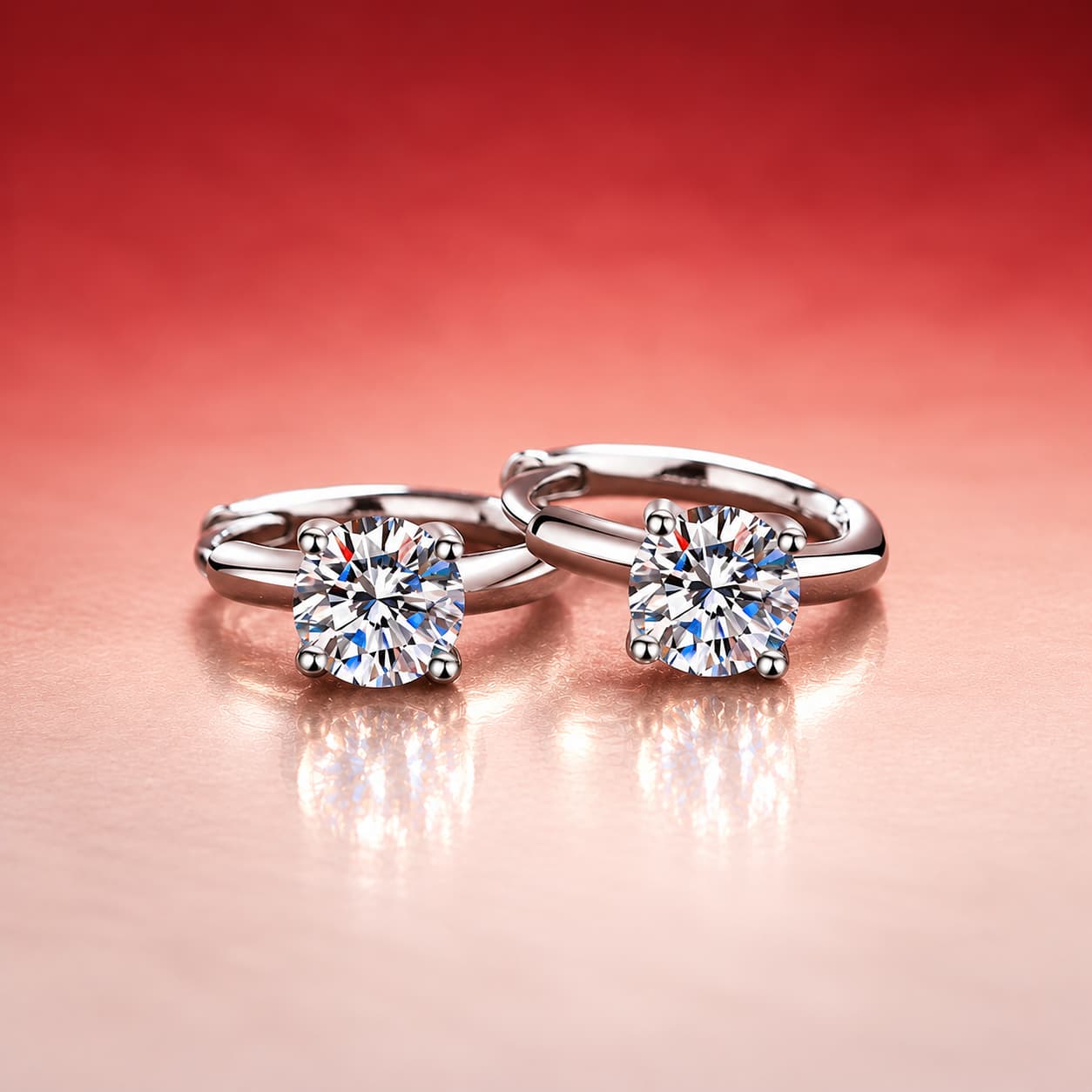 Luna Series · Four-Prong Solitaire Huggie Earrings — Sterling Silver — image 3