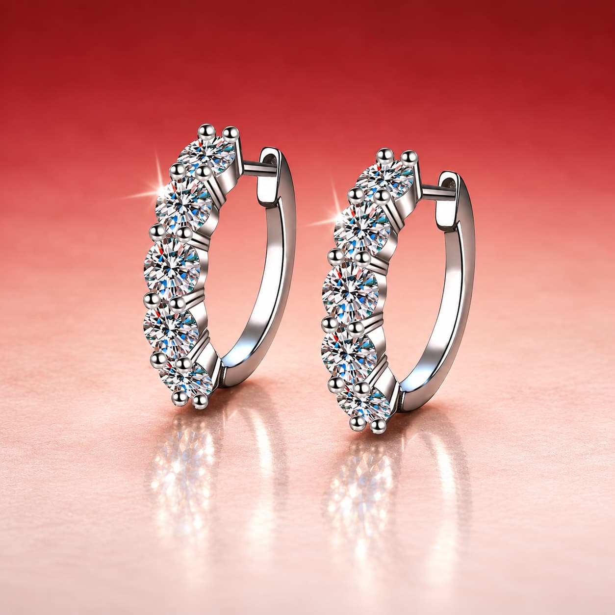 Luna Series · Line-Set Huggie Earrings — Sterling Silver — image 1