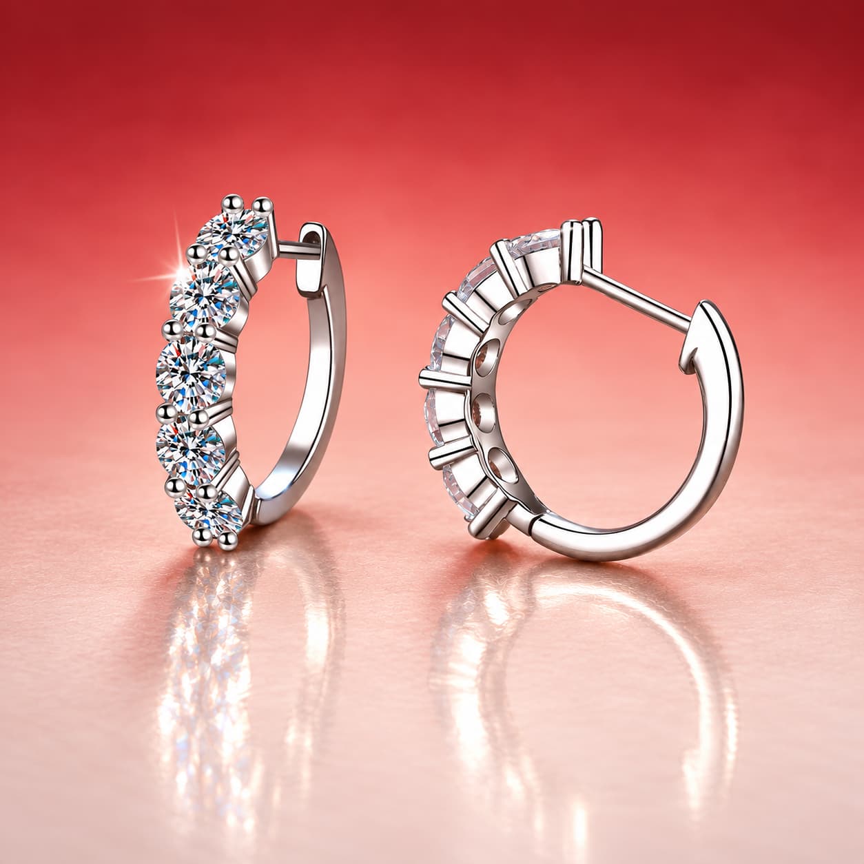Luna Series · Line-Set Huggie Earrings — Sterling Silver — image 3