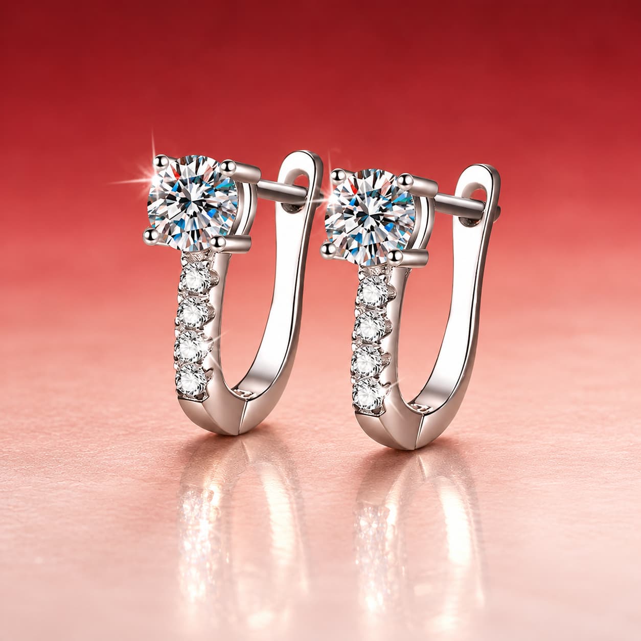 Luna Series · Open U-Shaped Earrings — Sterling Silver — image 1