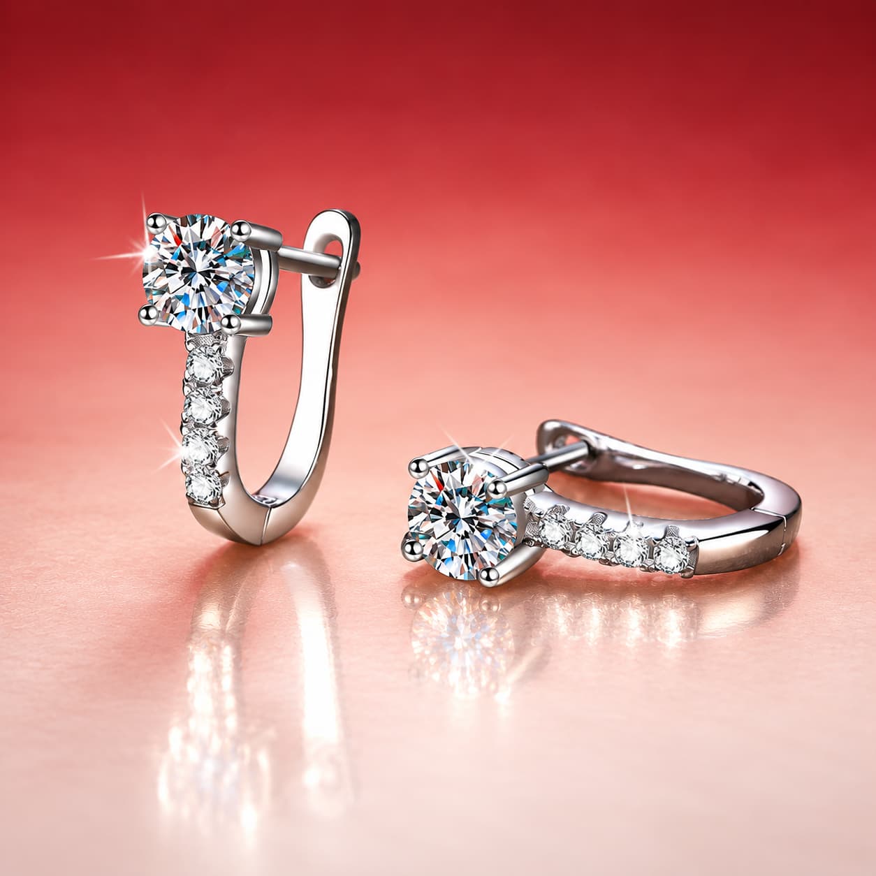 Luna Series · Open U-Shaped Earrings — Sterling Silver — image 3