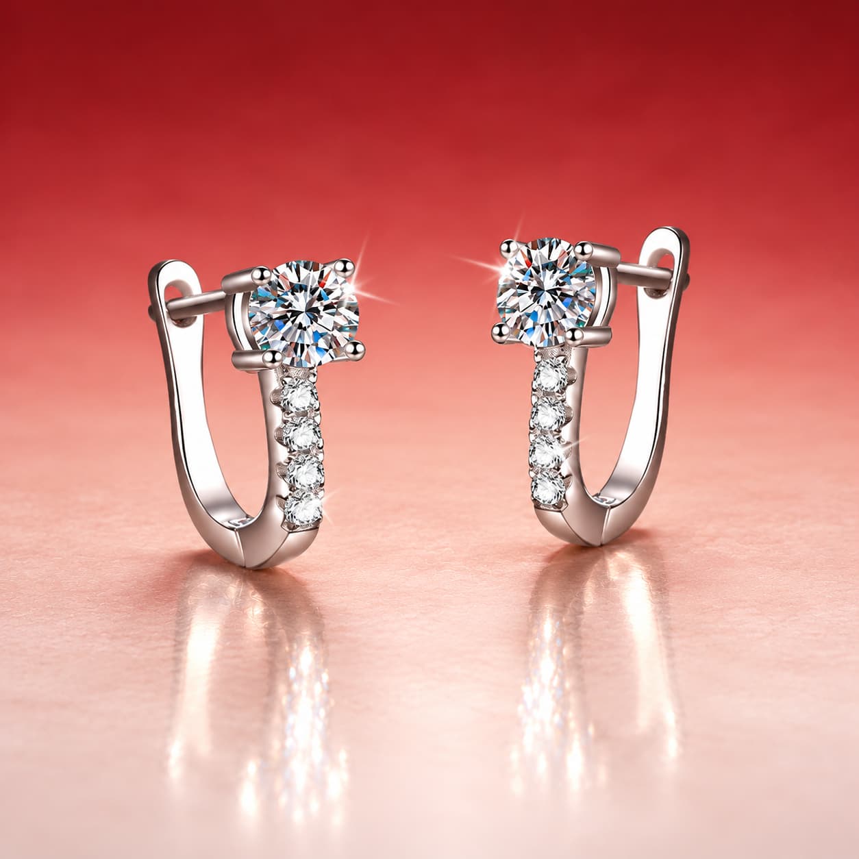 Luna Series · Open U-Shaped Earrings — Sterling Silver — image 4