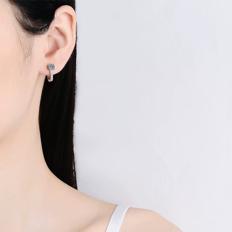 Luna Series · Open U-Shaped Earrings — Sterling Silver — image 2