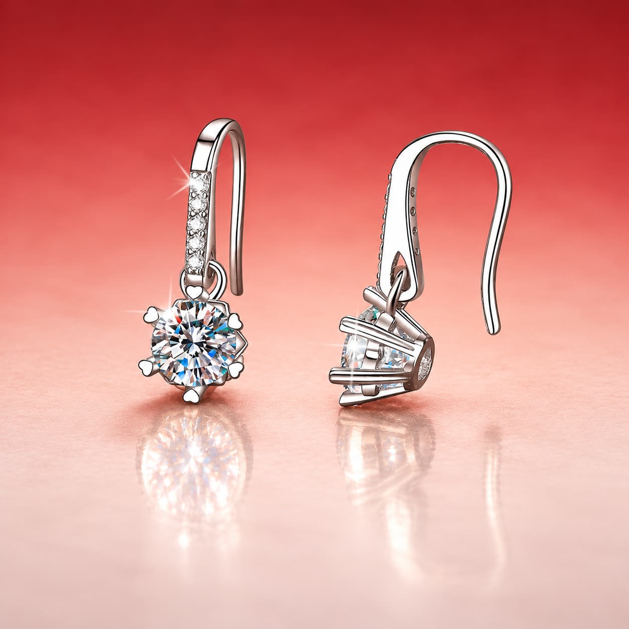 Luna Series · Snowflake Hook Earrings — Sterling Silver — image 3