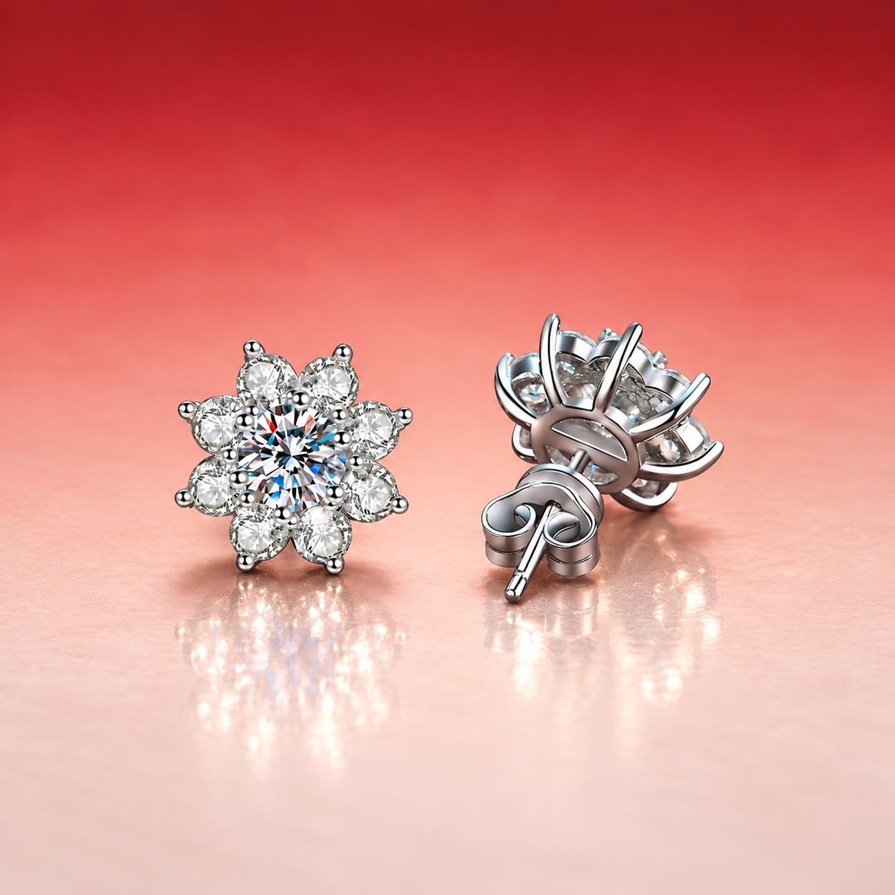 Luna Series · Sunflower Halo Stud Earrings — Sterling Silver — image 1