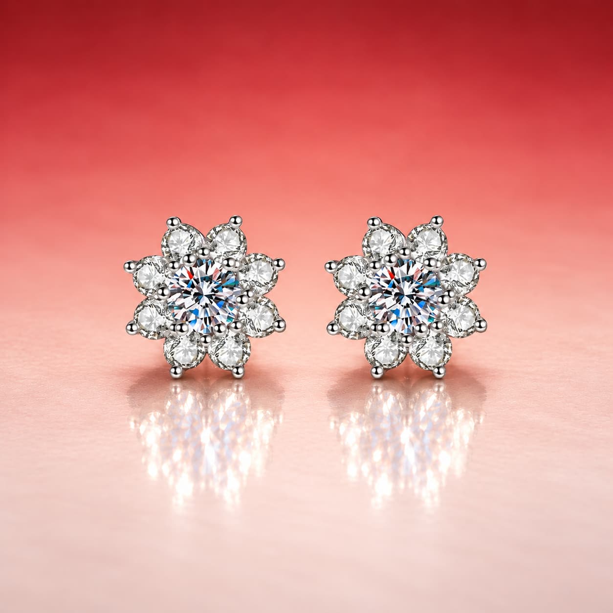 Luna Series · Sunflower Halo Stud Earrings — Sterling Silver — image 3