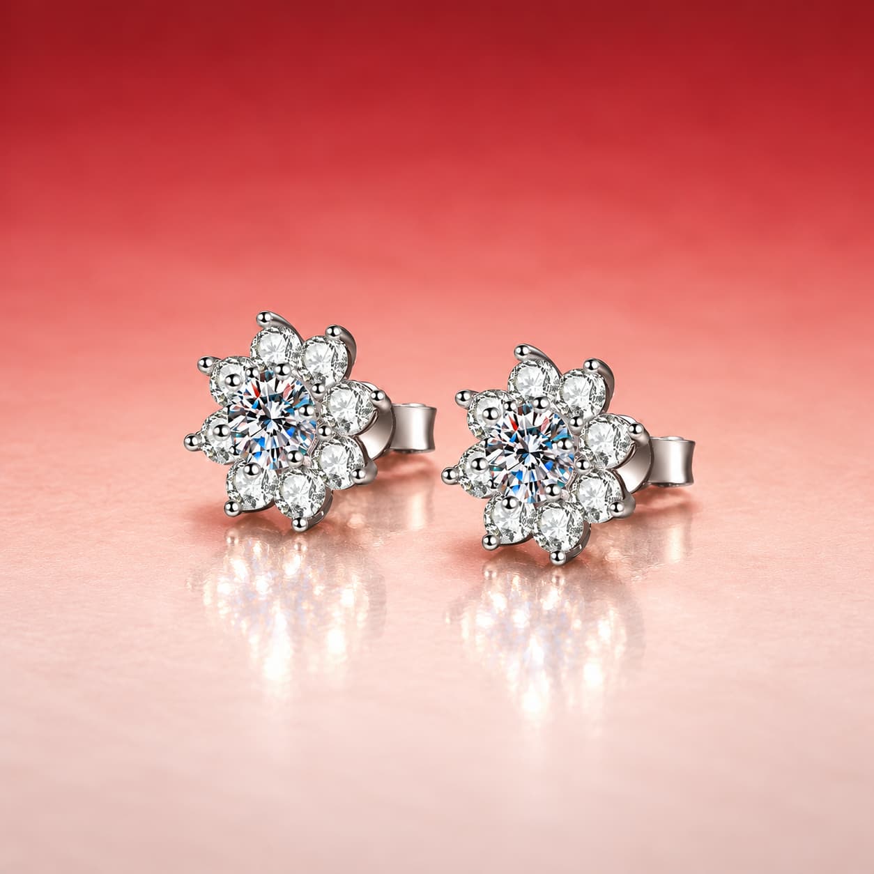 Luna Series · Sunflower Halo Stud Earrings — Sterling Silver — image 4