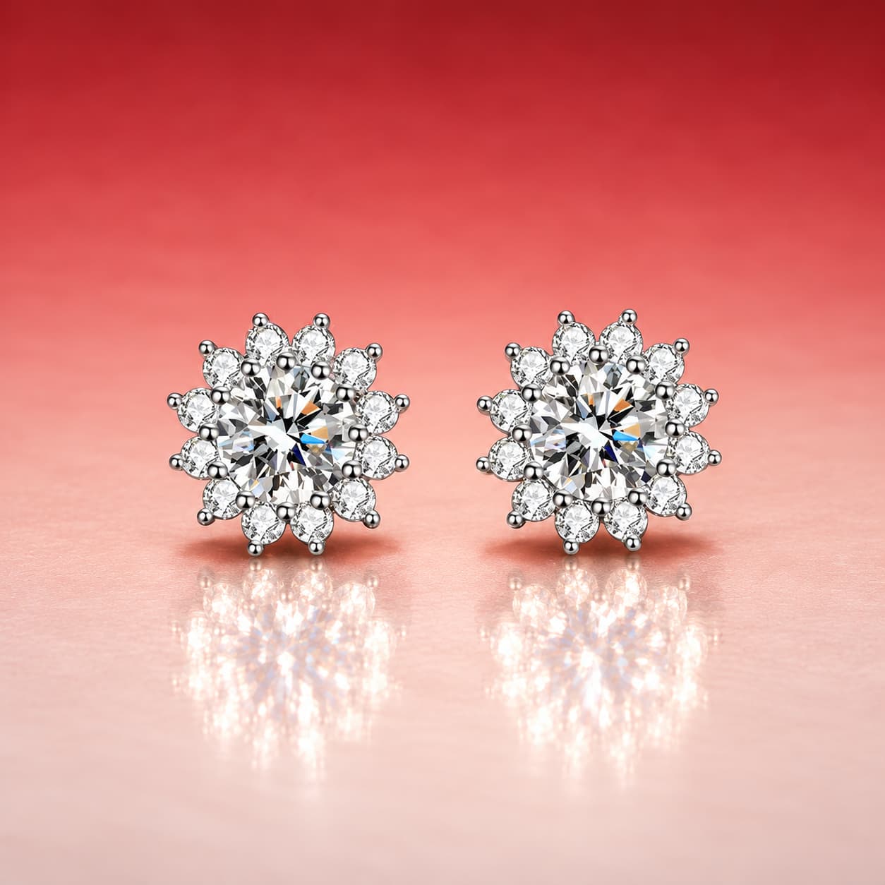 Luna Series · Sunflower Cluster Stud Earrings — Sterling Silver — image 1