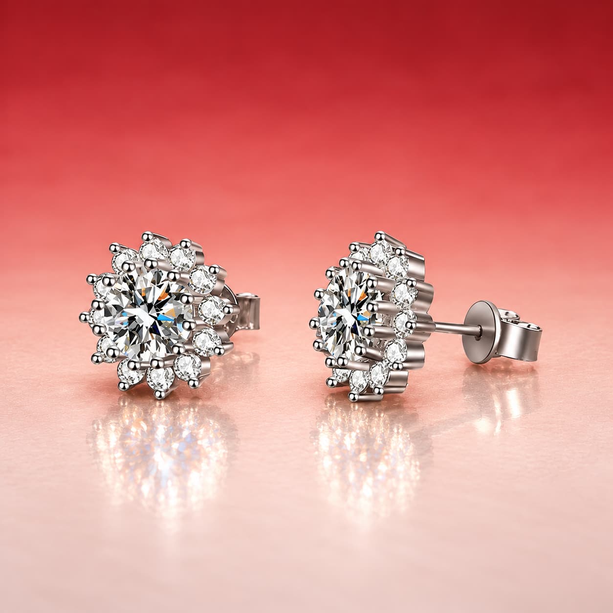 Luna Series · Sunflower Cluster Stud Earrings — Sterling Silver — image 3