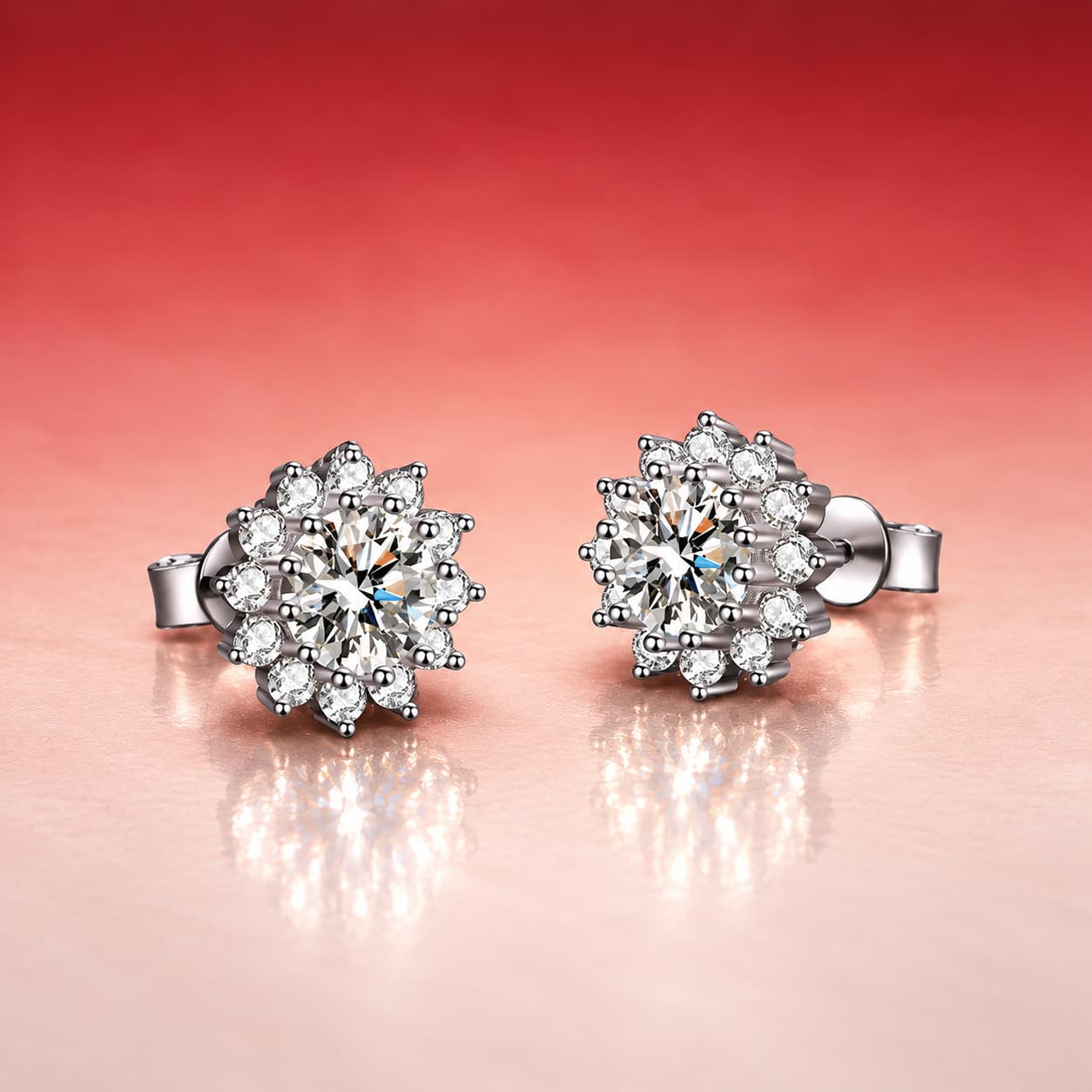 Luna Series · Sunflower Cluster Stud Earrings — Sterling Silver — image 4