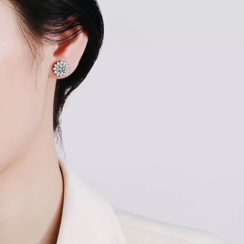 Luna Series · Sunflower Cluster Stud Earrings — Sterling Silver — image 2
