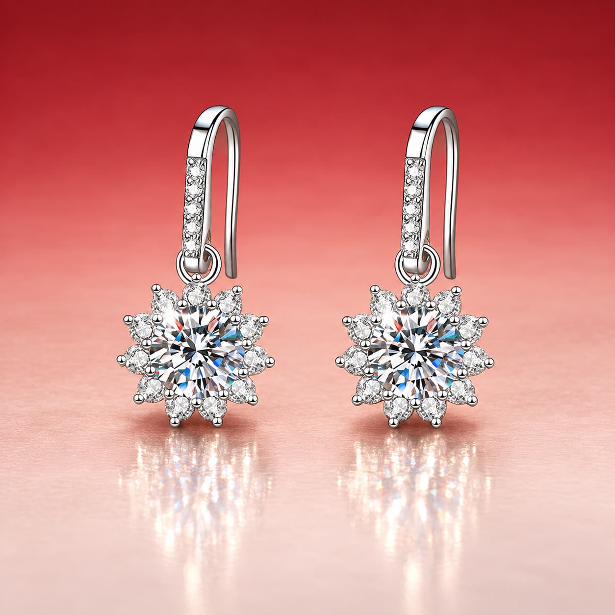 Luna Series · Sunflower Drop Earrings — Sterling Silver — image 1