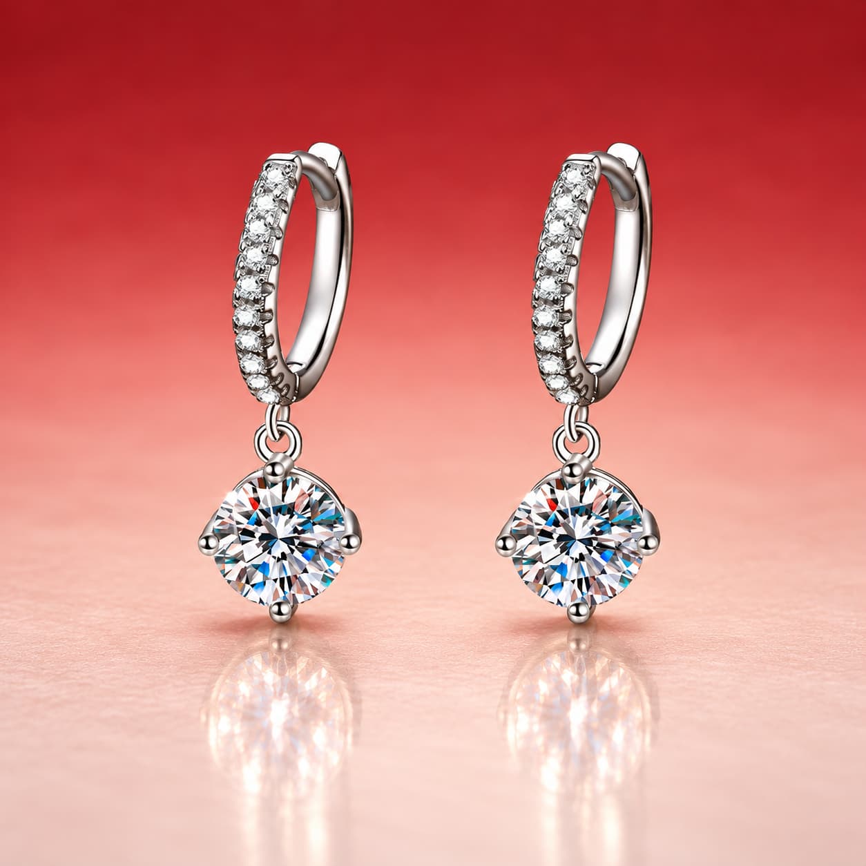 Luna Series · Four-Prong Drop Earrings — Sterling Silver — image 1