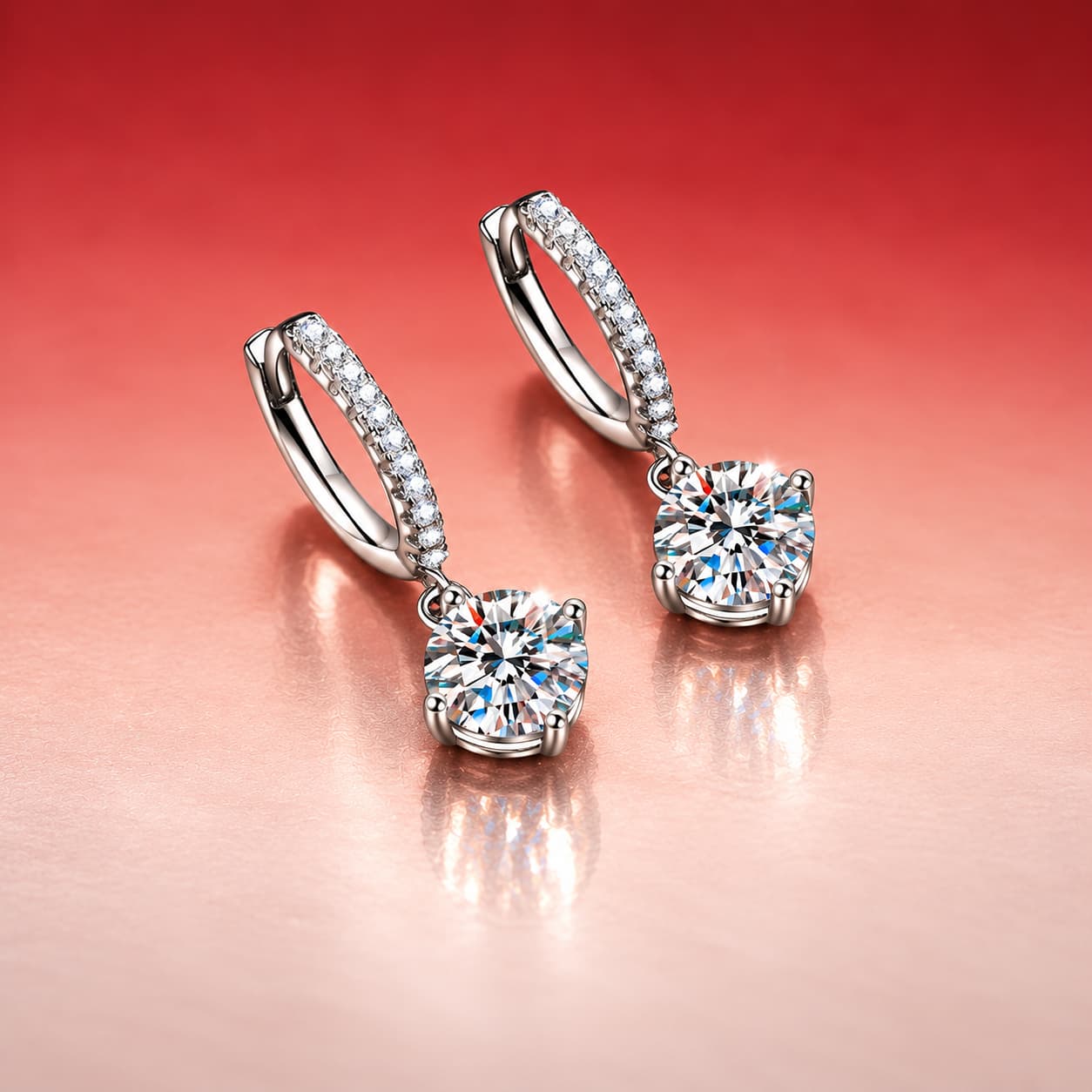 Luna Series · Four-Prong Drop Earrings — Sterling Silver — image 3