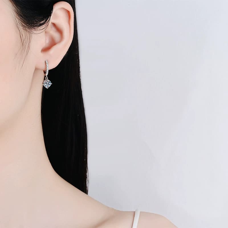 Luna Series · Four-Prong Drop Earrings — Sterling Silver — image 2