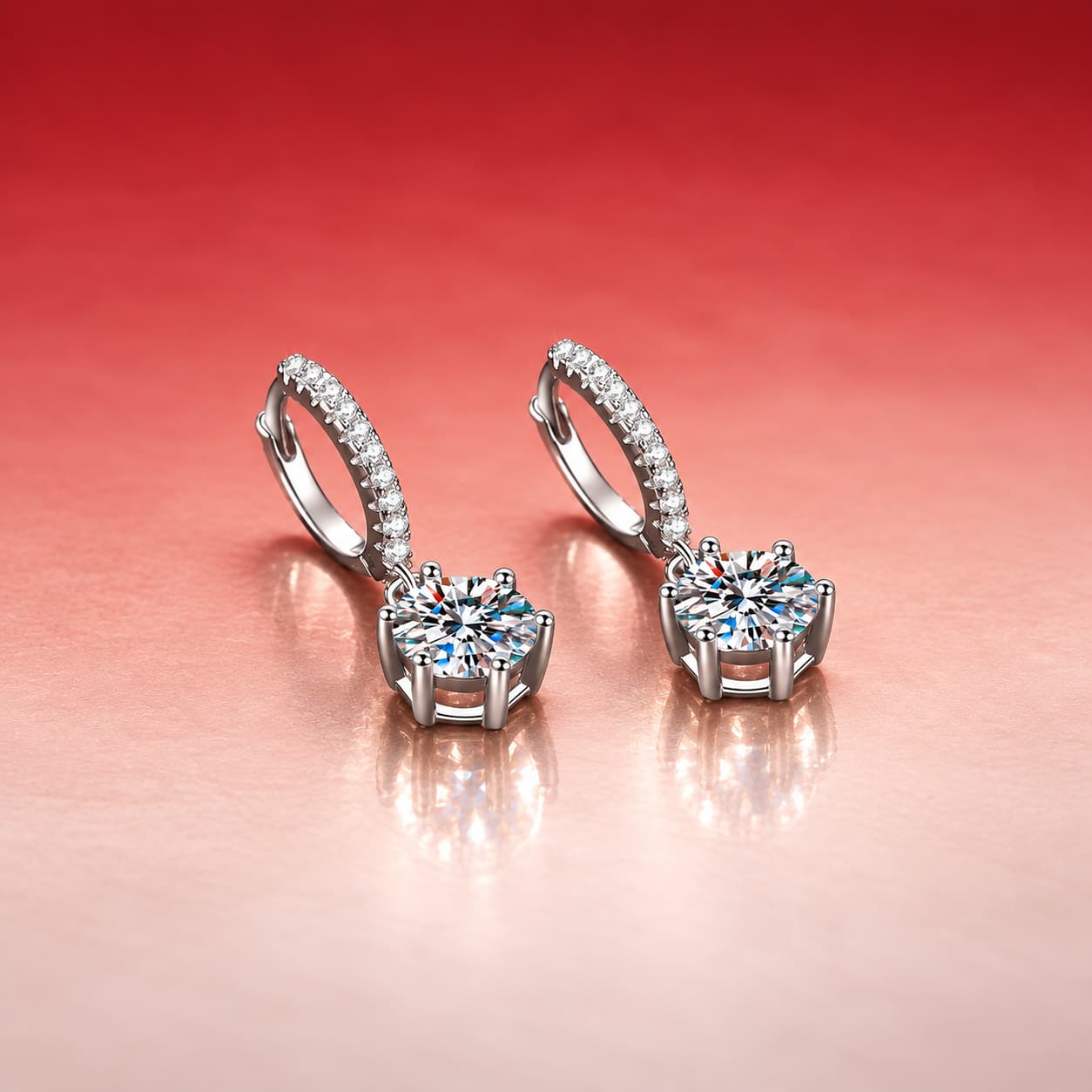 Luna Series · Classic Six-Prong Solitaire Drop Earrings — Sterling Silver — image 3