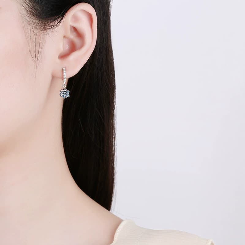 Luna Series · Classic Six-Prong Solitaire Drop Earrings — Sterling Silver — image 2