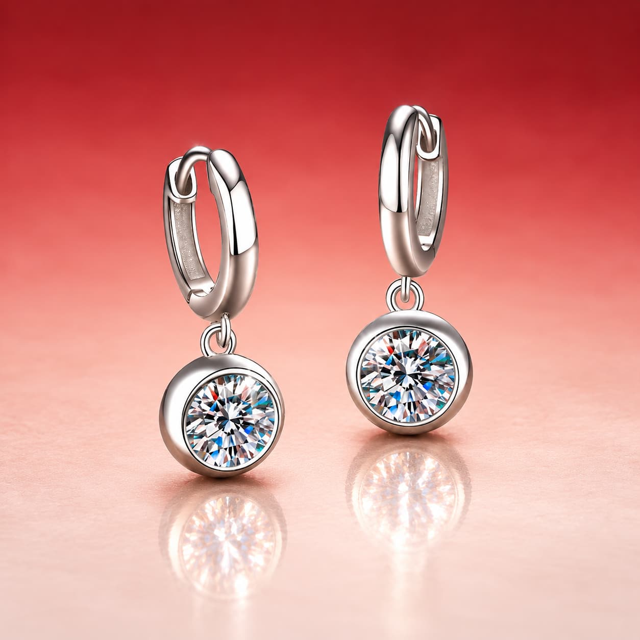 Luna Series · Round Bezel Hoop Earrings — Sterling Silver — image 1