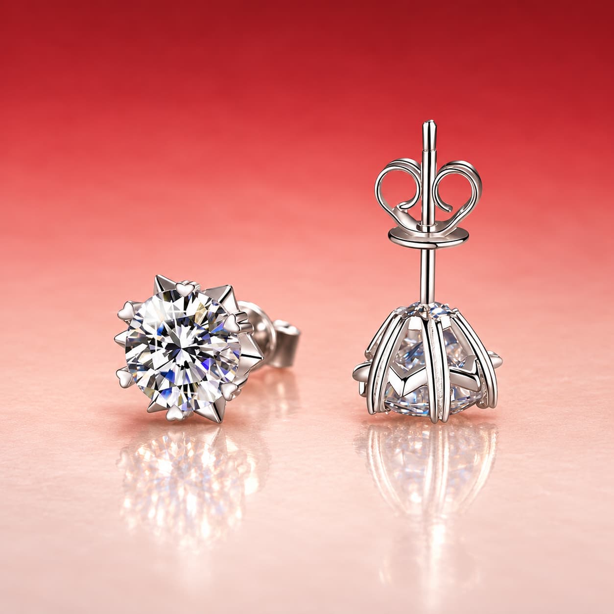 Luna Series · Six-Point Snowflake Cluster Stud Earrings — Sterling Silver — image 1