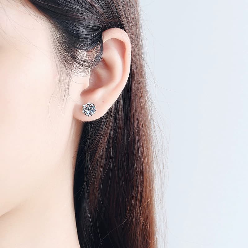 Luna Series · Six-Point Snowflake Cluster Stud Earrings — Sterling Silver — image 2