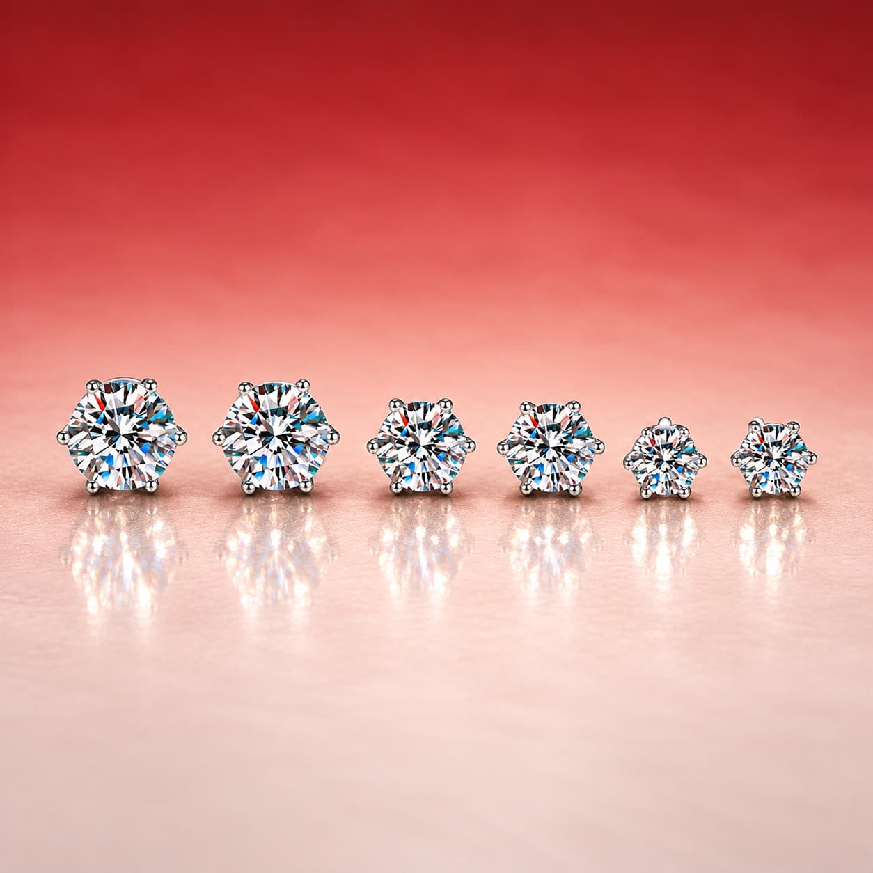 Luna Series · Six-Prong Screw-Back Stud Earrings — Sterling Silver — image 3