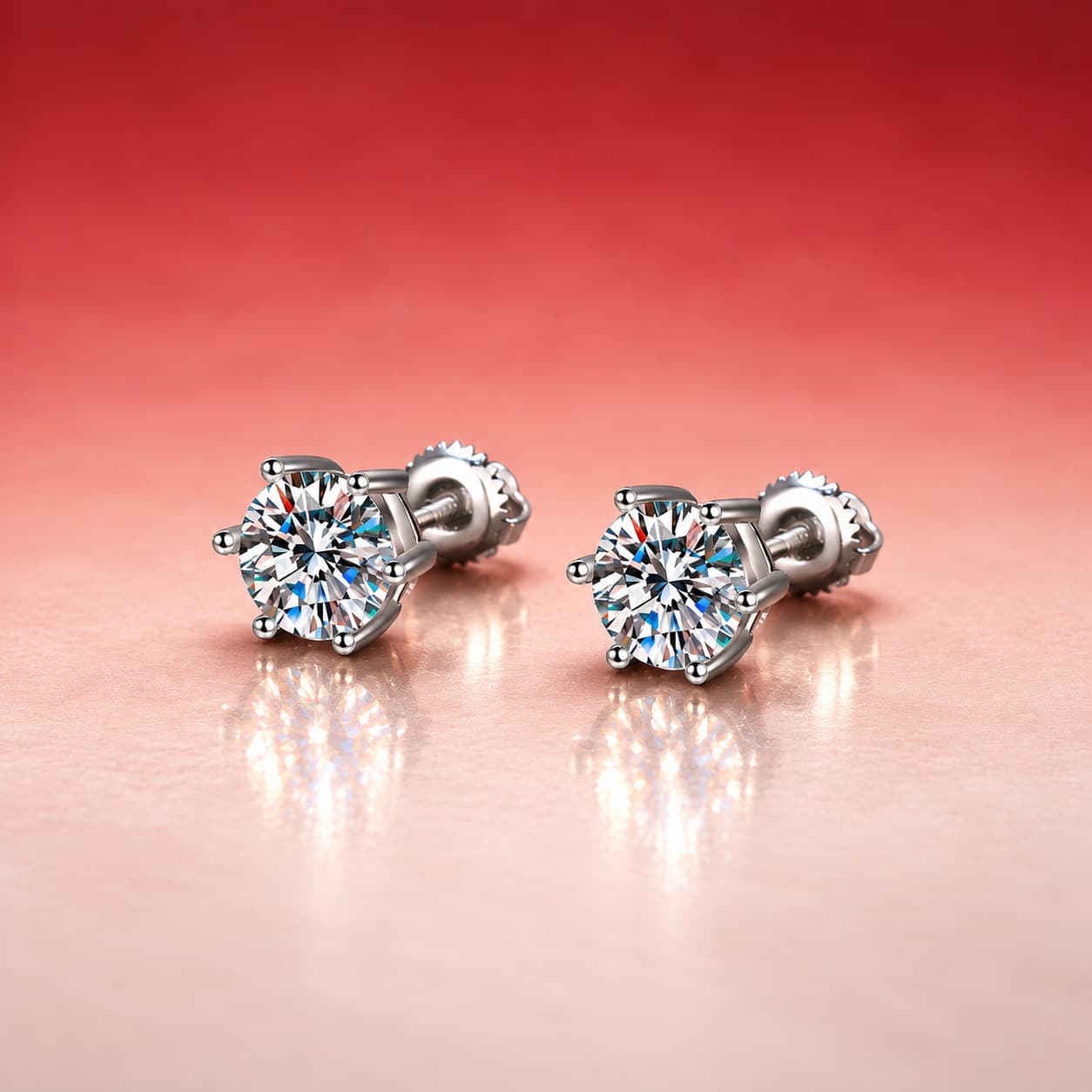 Luna Series · Six-Prong Screw-Back Stud Earrings — Sterling Silver — image 4