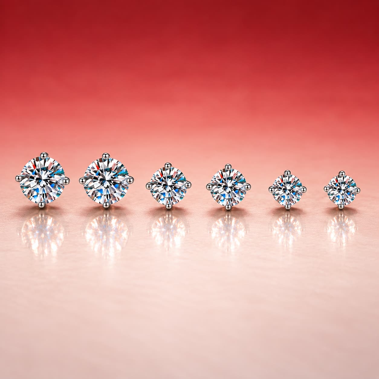 Luna Series · Classic Four-Prong Screw-Back Solitaire Stud Earrings — Sterling Silver — image 3