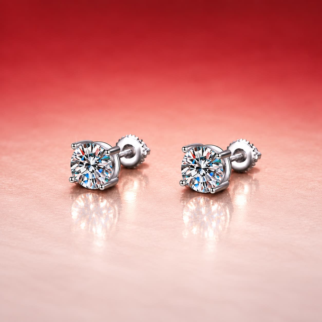 Luna Series · Classic Four-Prong Screw-Back Solitaire Stud Earrings — Sterling Silver — image 4