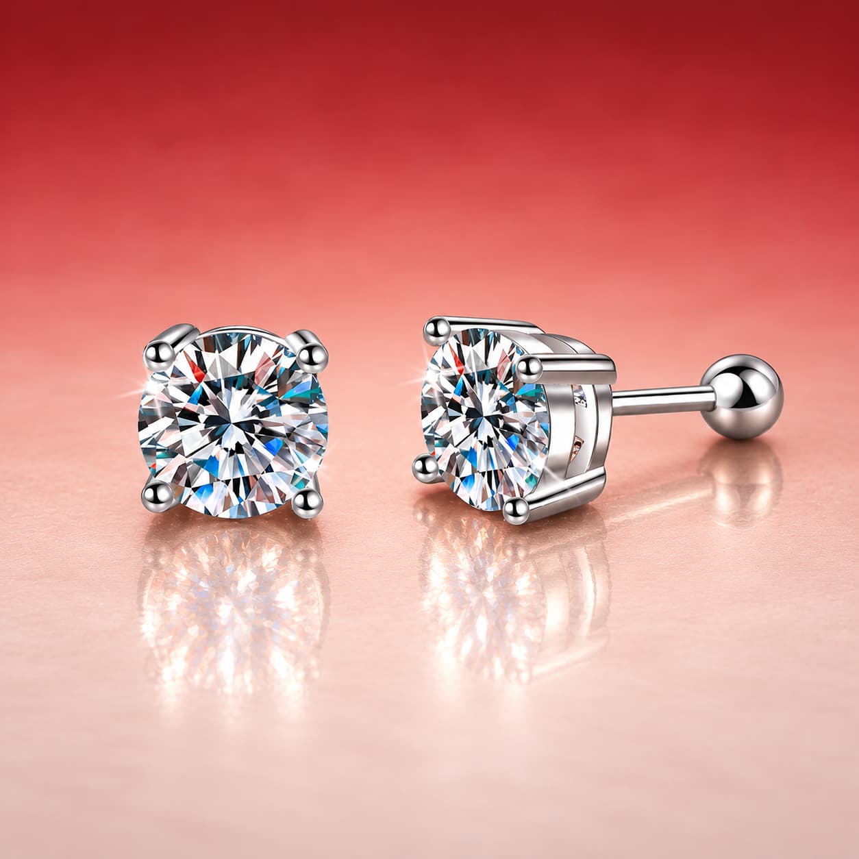 Luna Series · Four-Prong Screw-Back Stud Earrings — Sterling Silver — image 1