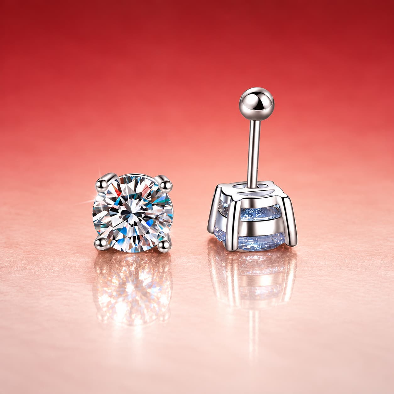 Luna Series · Four-Prong Screw-Back Stud Earrings — Sterling Silver — image 3
