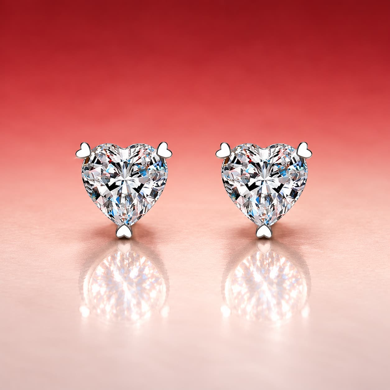 Luna Series · Heart-Shaped Solitaire Stud Earrings — Sterling Silver — image 3