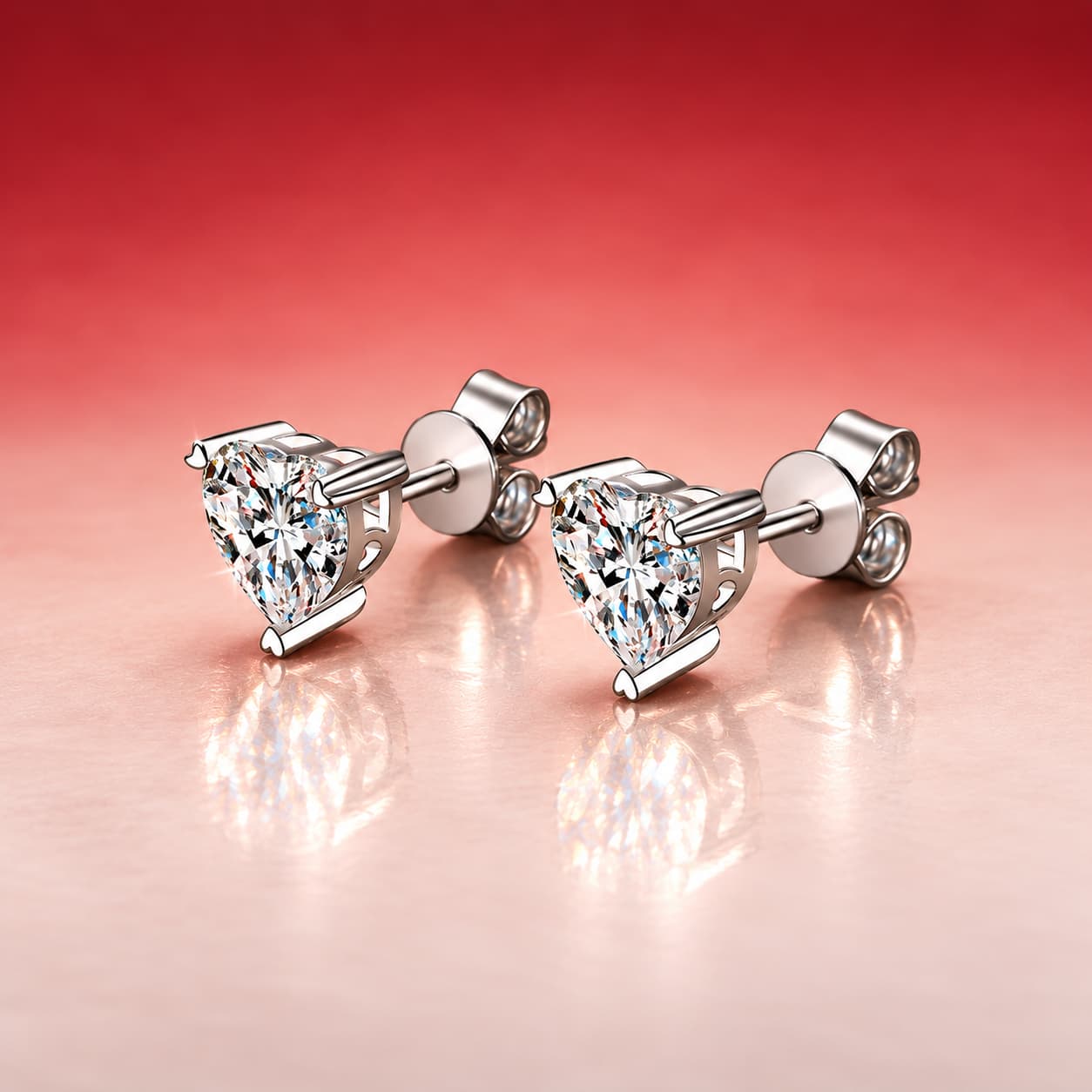 Luna Series · Heart-Shaped Solitaire Stud Earrings — Sterling Silver — image 4